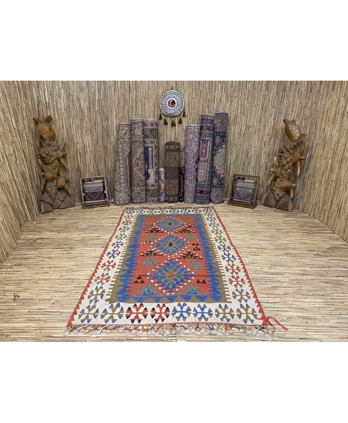 Handmade Turkish Kayseri Nomadic Original  Wool on Wool Kilim – FREE SHIPPING..!